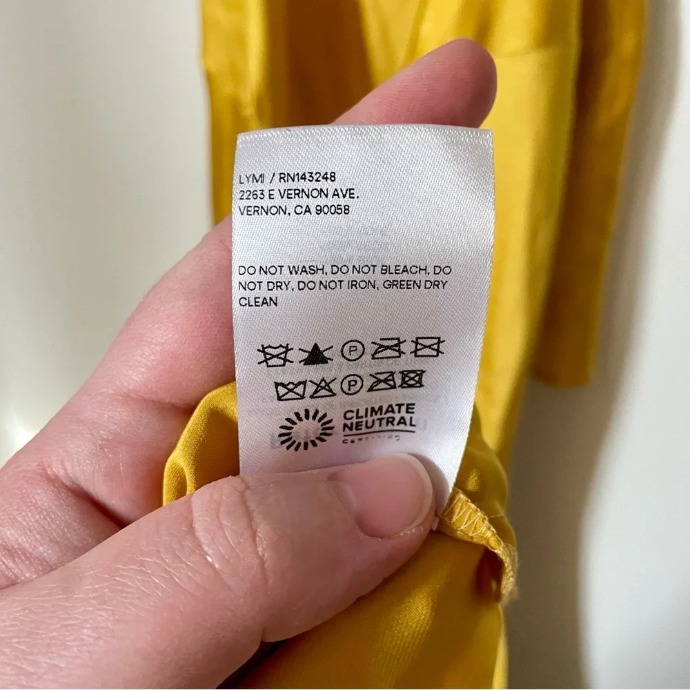 Reformation Jeany Silk Dress Tumeric Size Large NWT - Picture 16 of 16